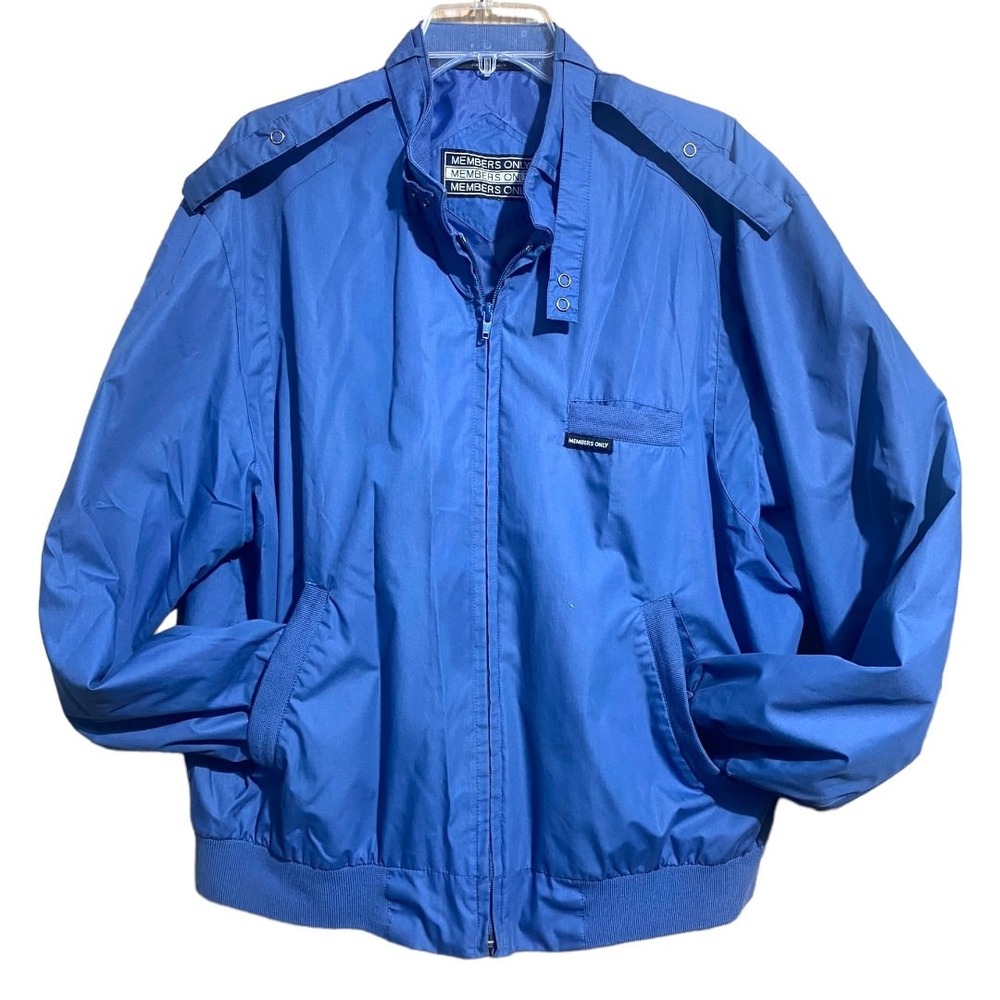 Members Only Vintage 1980s blue zip front windbreaker jacket Women's Large